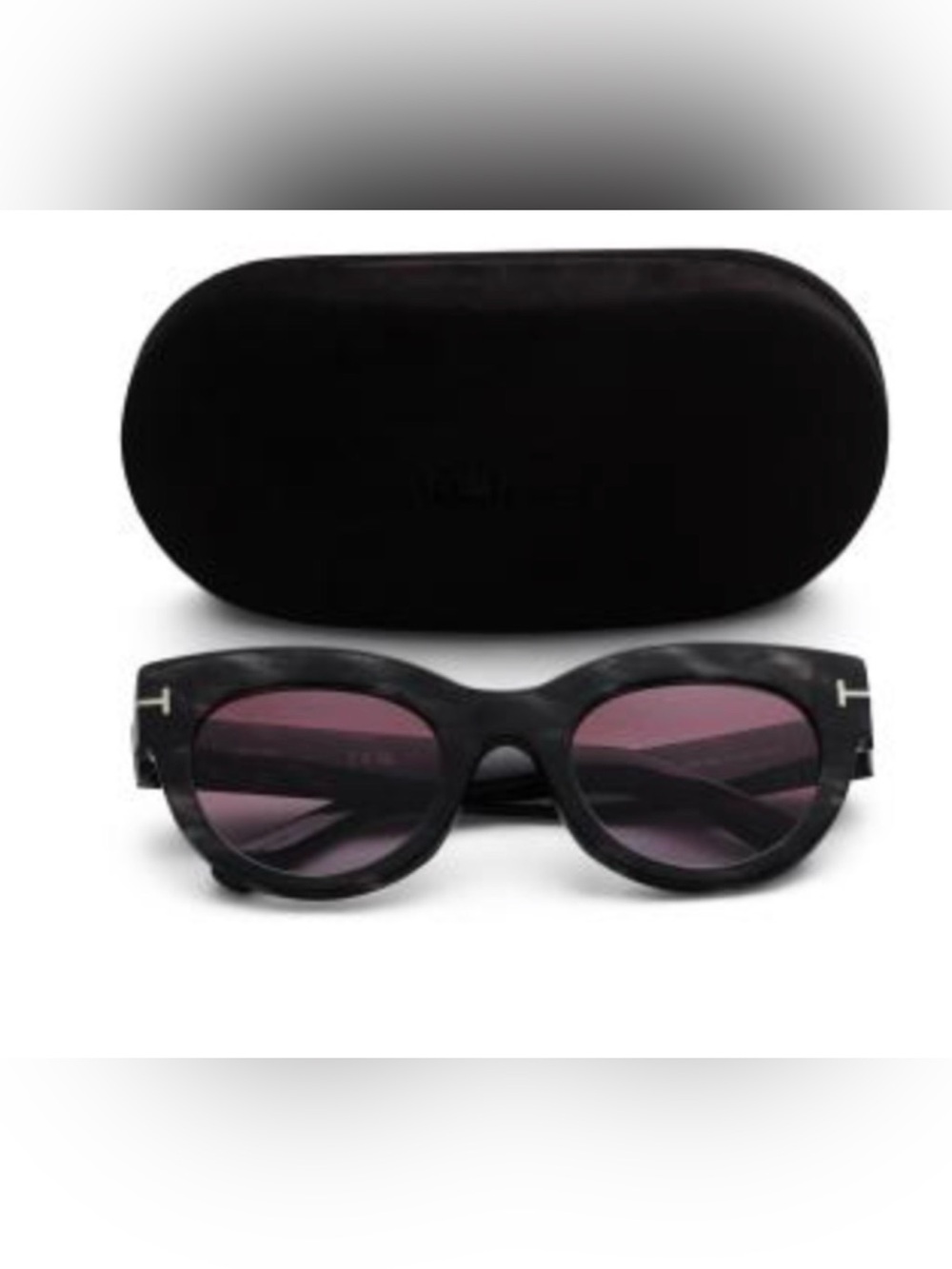 Tom Ford Marbled Gray Cat-Eye Sunglasses with Pink Gradient Lenses